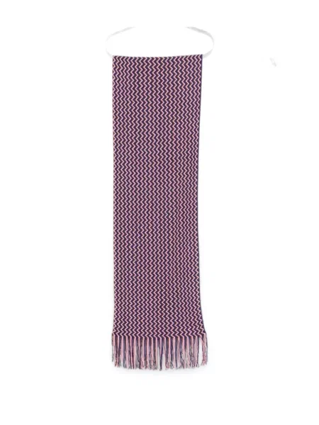 Fular Missoni cu franjuri tricotate roz