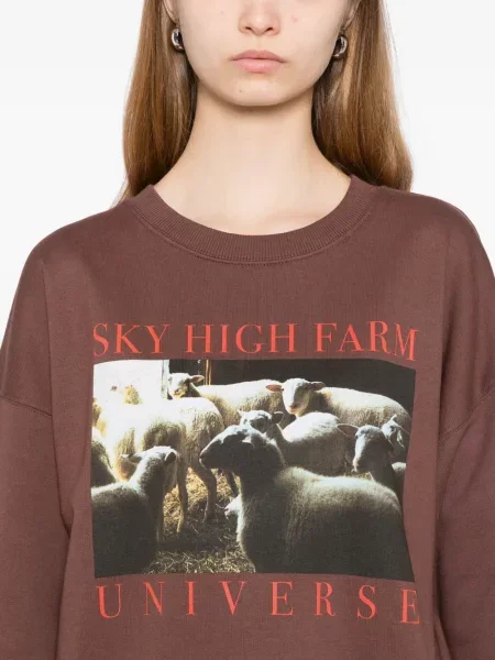 Pulover Sky High Farm cu imagine maro