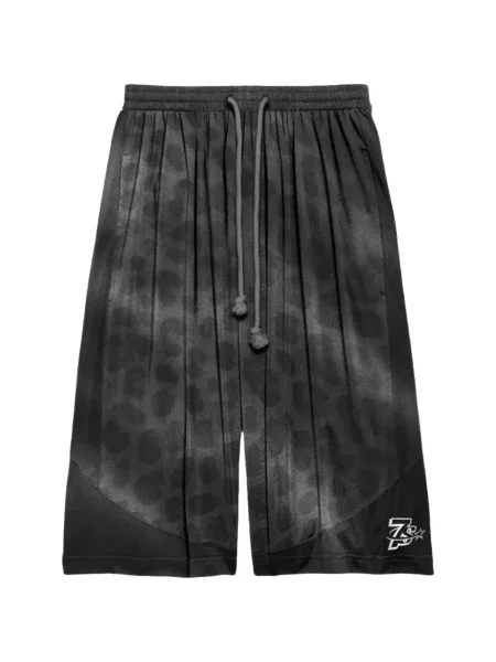Pantaloni scurți Triple Sevens cu imagine cu model leopard cu cordon gri