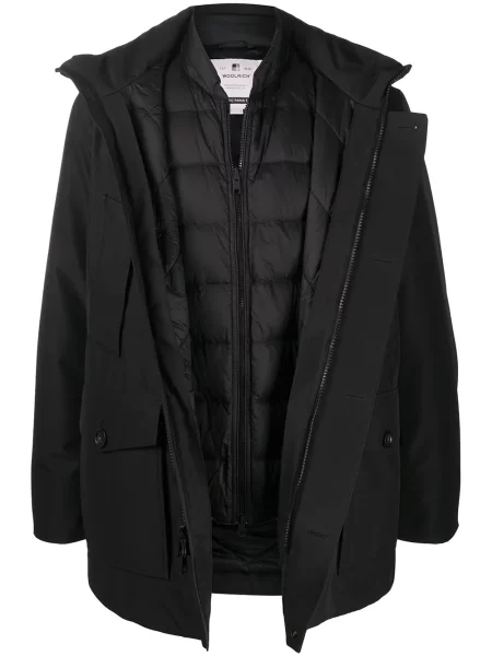 Palton Woolrich cu glugă negru