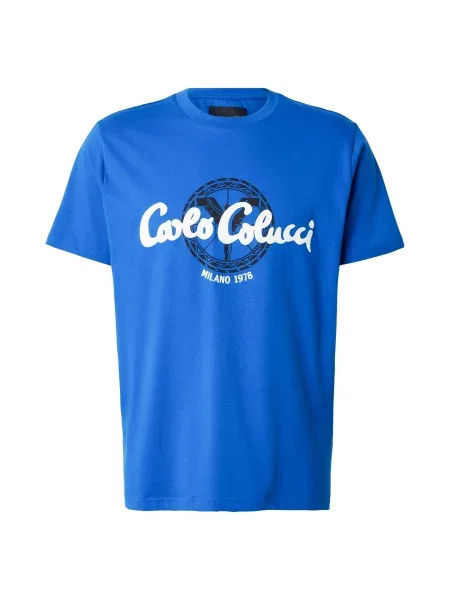 Carlo Colucci Tricou albastru regal / negru alb