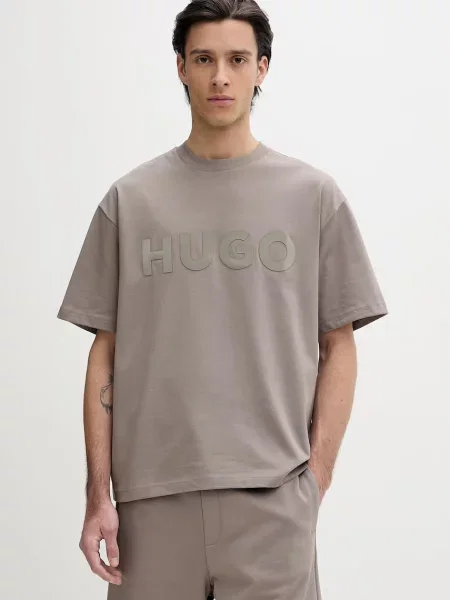 HUGO t-shirt Dinkee brązowa