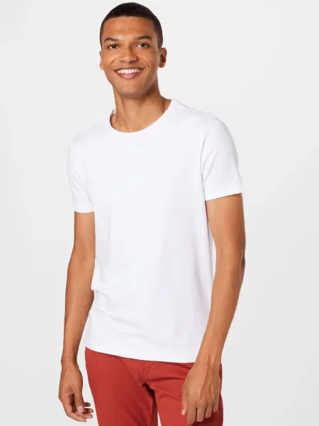 HUGO Tricou Round / alb negru