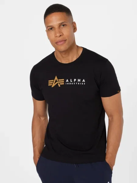 ALPHA INDUSTRIES Tricou negru maro deschis alb