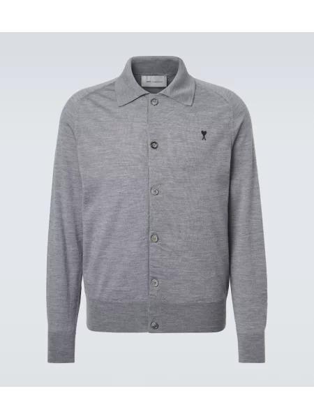 Вълнена жилетка Ami Paris сиво