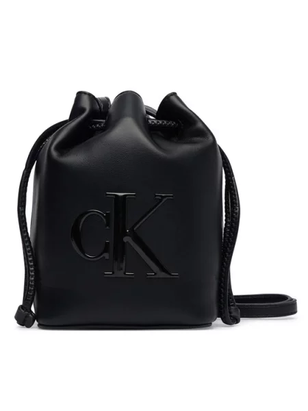 Calvin Klein torebka worek z imitacji skóry czarna