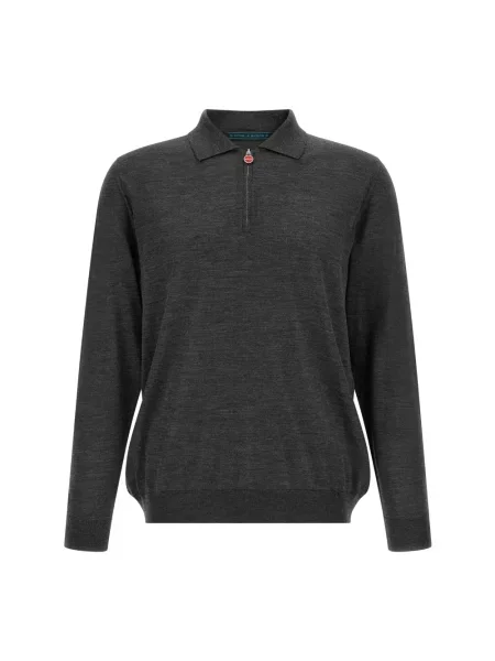 Sweter Kiton wełniany z długim rękawem szary