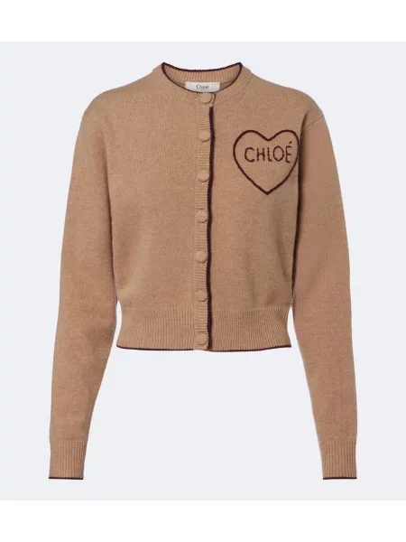 Cardigan Chloé de lână cu autograf maro