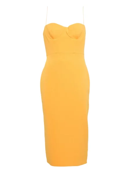 Sukienka midi Alex Perry do kolan z gorsetem garniturowa pomarańczowa