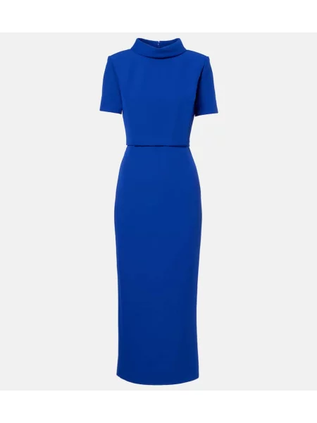 Sukienka midi Roland Mouret do kolan garniturowa niebieska