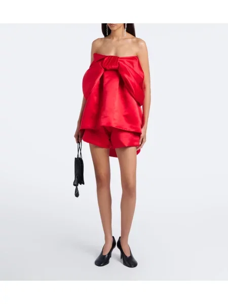 Top Simone Rocha cu funde din satin roșu