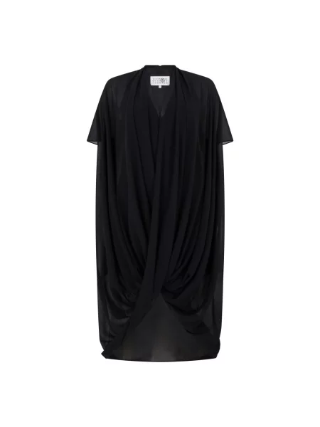 Sukienka koszulowa Mm6 Maison Margiela szyfonowa czarna