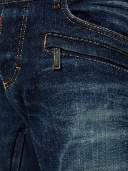 Džíny Dsquared2 s oděrkami modré