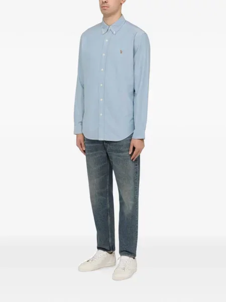 Pledinės kelnės Polo Ralph Lauren ruoželis su užsegama apykakle mėlyna
