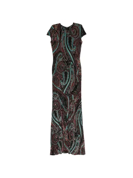 Rochie maxi Etro cu imagine cu model paisley verde