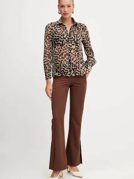 Классическая ошейниковый рубашка Morgan коричневая