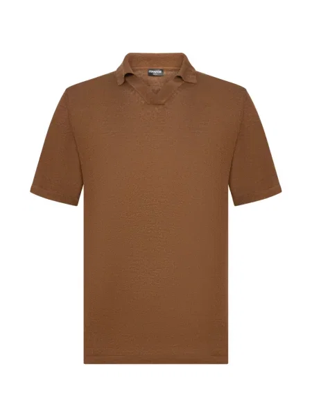 Tricou Franzese Collection tricotate cu decolteu în V maro