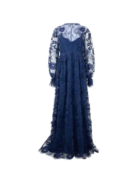 Lung rochie maxi Alberta Ferretti cu model floral albastru