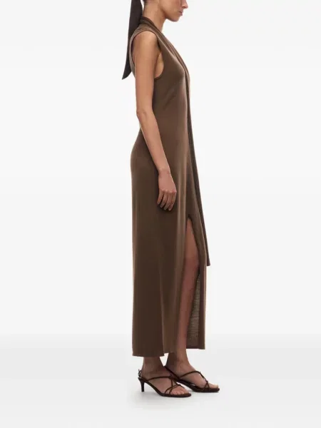 Rochie midi 12 Storeez cu decolteu în V maro