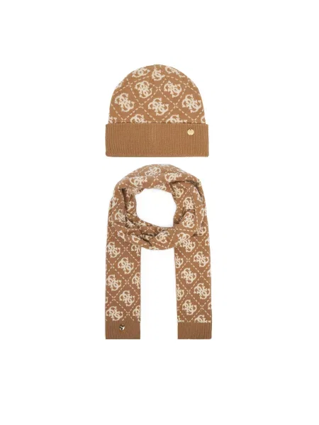 Guess Set Fular și Căciulă GFBOX bej
