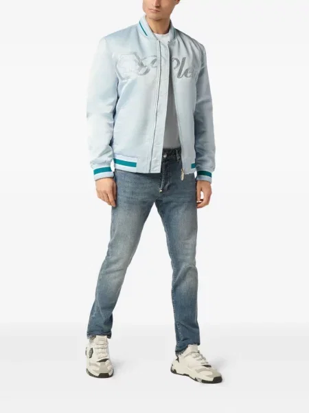 Geacă bomber Philipp Plein din satin albastru