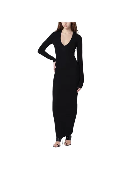 Sukienka midi Entire Studios z dekoltem w serek z długim rękawem czarna