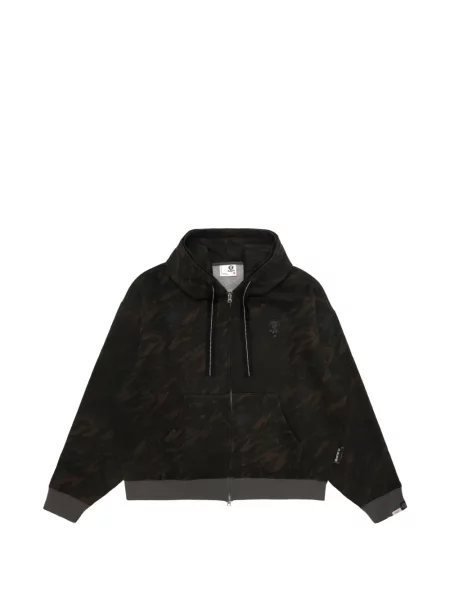 Камуфлажен суичър с качулка Aape By *a Bathing Ape® с принт с козина черно