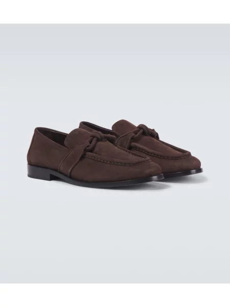 Pantofi loafer Bottega Veneta din piele de căprioară maro
