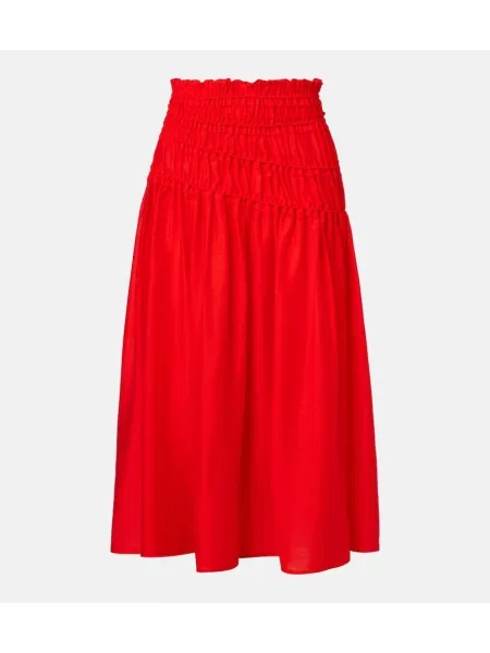 Fustă midi Tory Burch până la genunchi roșu