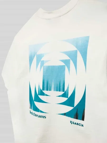 T-shirt o kroju relaxed fit z nadrukiem z logo Garcia biała