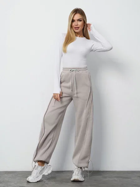 Штани повсякденні ISSA Plus світло-сірий комбінований верх сірі