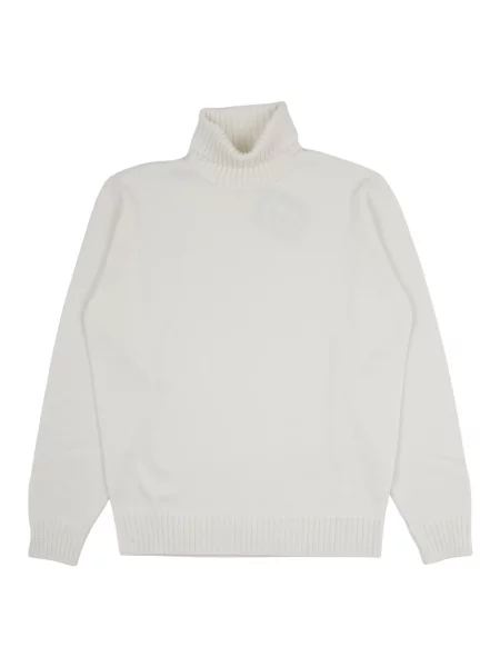 Lniany sweter z golfem Filippo De Laurentiis biały