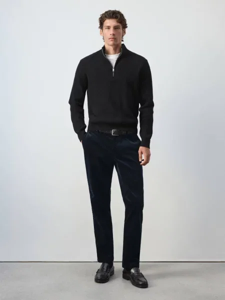 Spodnie sztruksowe slim fit Mężczyzna 40 MANGO MAN granatowy