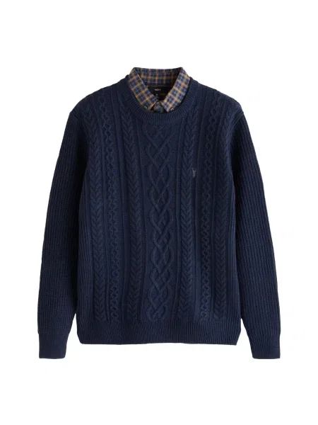 Next Pulover modra / nočno modra / sepija bela