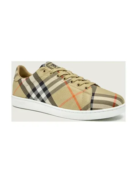 Burberry Sneakers Check Set cu adaos de piele bej
