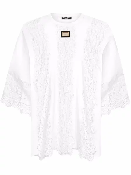 Tricou Dolce & Gabbana din dantelă alb