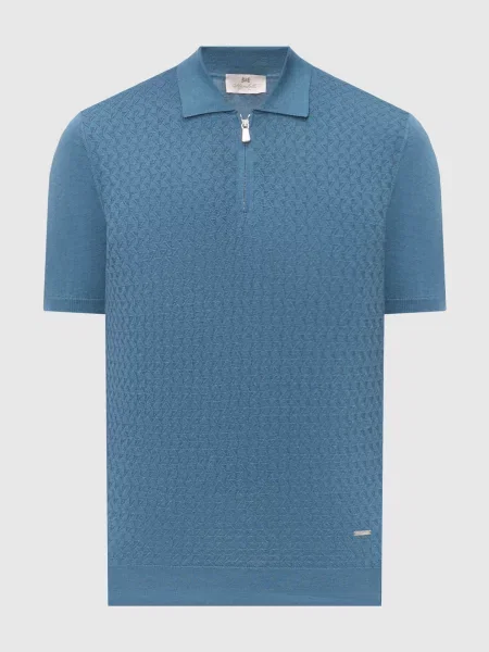 Поло Enrico Mandelli с принтом с геометрическим узором синее