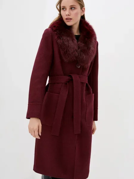 Вовняне Пальто Danna бордовий