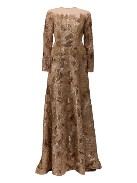 Rochie maxi Tha Seen cu paiete de costum auriu