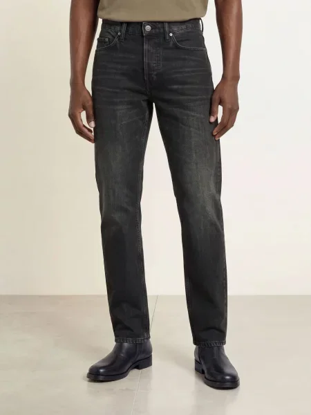 Allsaints Džíny Slim Straight Fit washed black černé