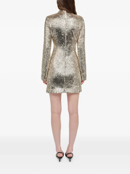 Rochie maxi Simkhai cu paiete lungă de costum auriu