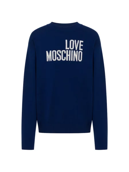 Pulover Love Moschino cu autograf albastru