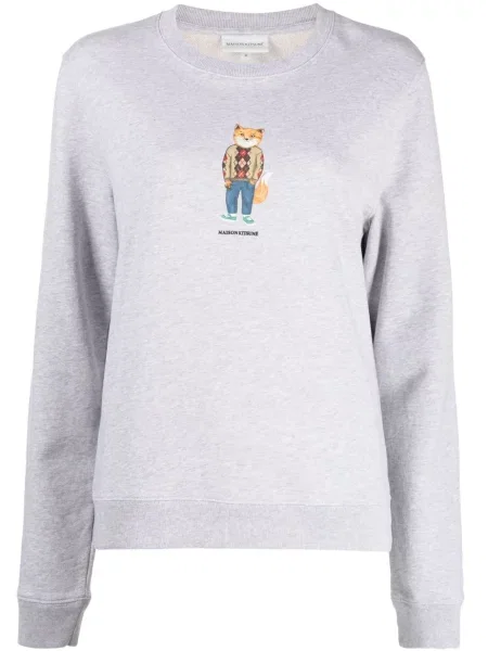 Hanorac Maison Kitsune cu imagine gri