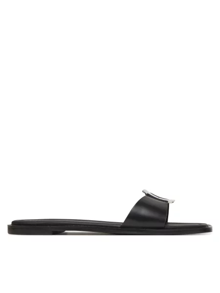 Natikače Calvin Klein Flat Slide W/Ck Hw Big Lth crna