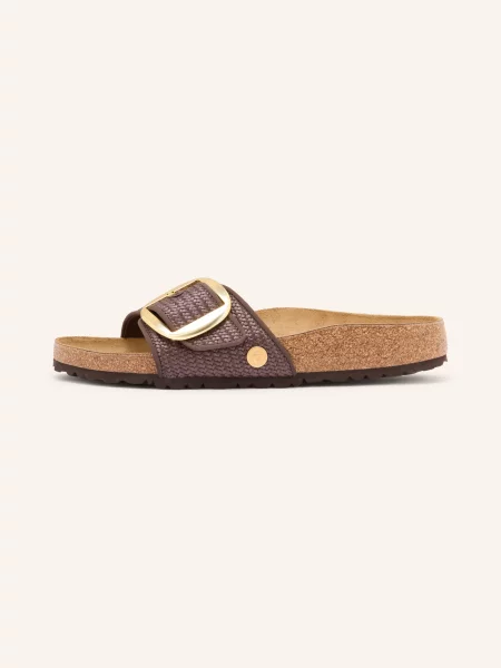 Birkenstock Pantofle Madrid Big Buckle Raffia tmavě hnědá