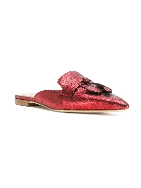 Papuci tip mules Alberta Ferretti cu motiv cu inimi roșu