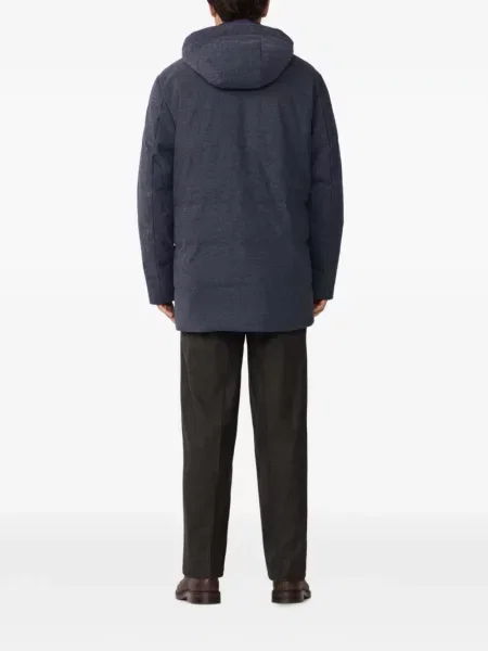 Geacă parka Hackett London cu glugă cu model herringbone albastru