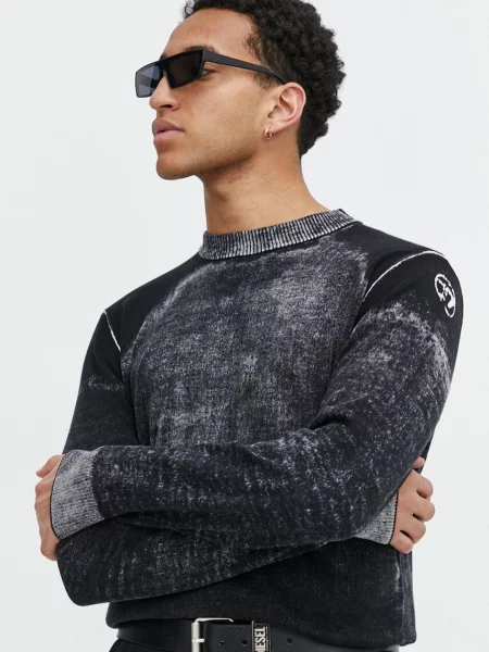 Bombažen pulover Diesel črna