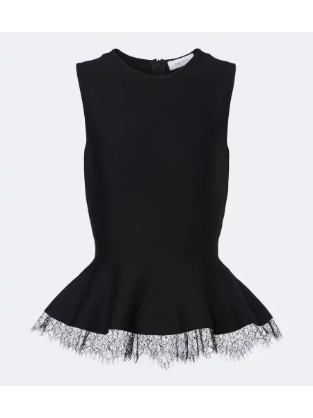 Top Mcqueen din dantelă negru