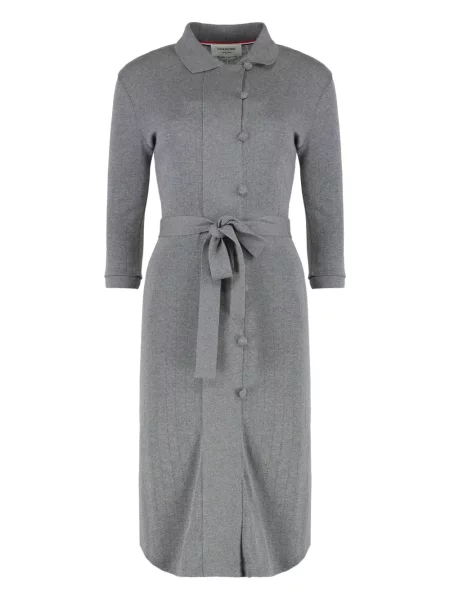 Rochie tip cămașă Thom Browne tricotate de costum gri
